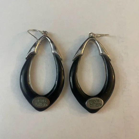 Alexis Bittar Black and Silver Teardrop Earrings